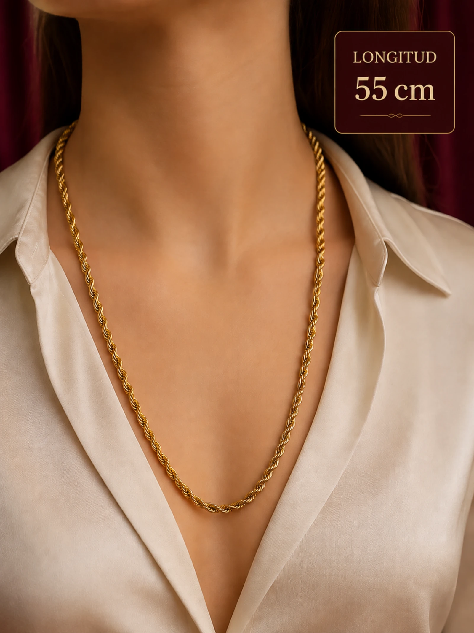 Corrente trançada 55cm/6mm em aço inoxidável – photo 3